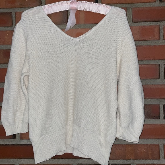 Vintage 3d knit v neck sweater medium cotton linen blend slouchy - Picture 8 of 9